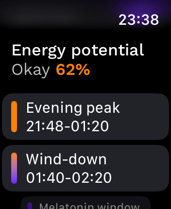 WatchOS user interface for the Rise application