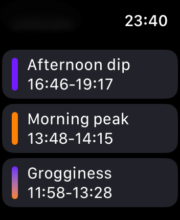WatchOS user interface for the Rise application
