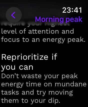 WatchOS user interface for the Rise application
