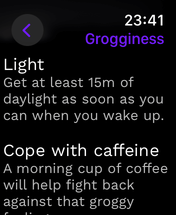 WatchOS user interface for the Rise application