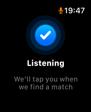 WatchOS user interface for the Shazam application