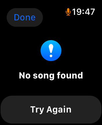 WatchOS user interface for the Shazam application
