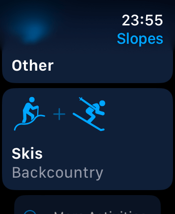 WatchOS user interface for the Slopes application
