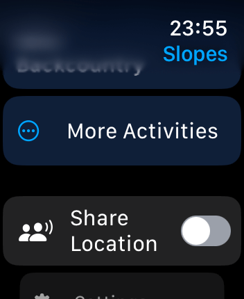 WatchOS user interface for the Slopes application