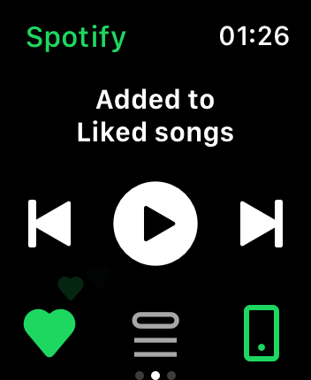 WatchOS user interface for the Spotify application