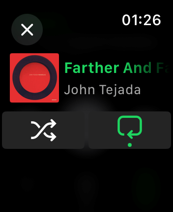 WatchOS user interface for the Spotify application