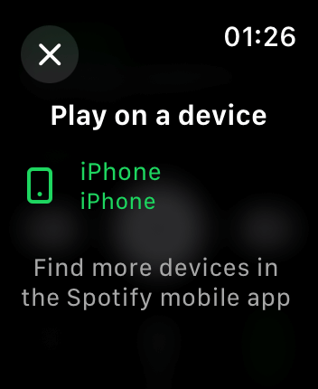 WatchOS user interface for the Spotify application