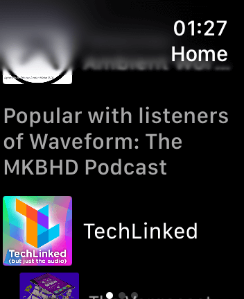 WatchOS user interface for the Spotify application