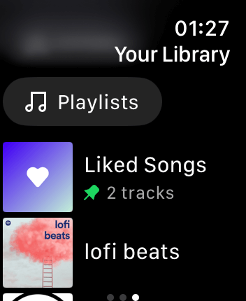 WatchOS user interface for the Spotify application