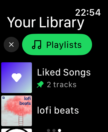 WatchOS user interface for the Spotify application