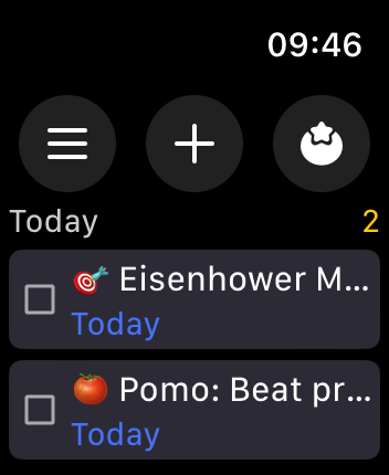 WatchOS user interface for the TickTick application