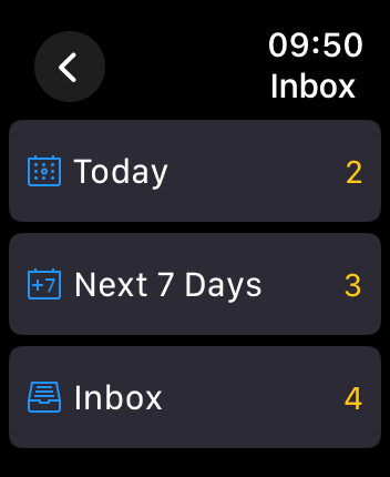 WatchOS user interface for the TickTick application