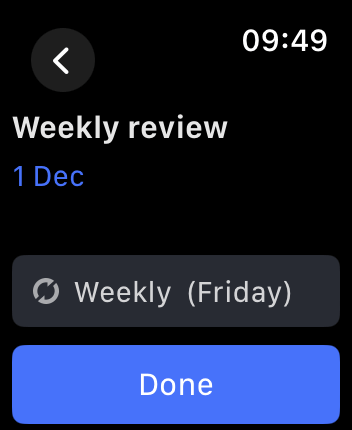 WatchOS user interface for the TickTick application