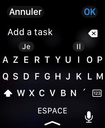 WatchOS user interface for the TickTick application