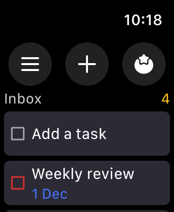 WatchOS user interface for the TickTick application