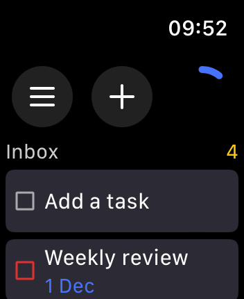 WatchOS user interface for the TickTick application