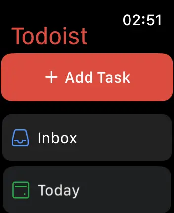 WatchOS user interface for the Todoist application