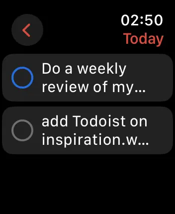 WatchOS user interface for the Todoist application