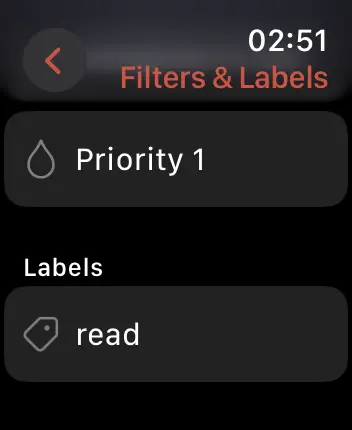 WatchOS user interface for the Todoist application
