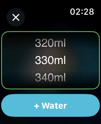 WatchOS user interface for the Waterllama application