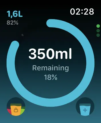 WatchOS user interface for the Waterllama application