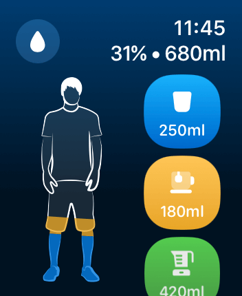 WatchOS user interface for the WaterMinder application