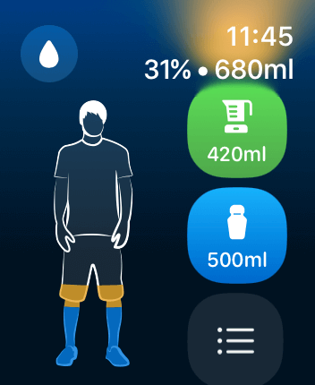 WatchOS user interface for the WaterMinder application