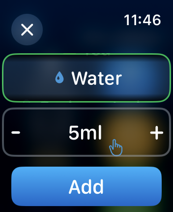 WatchOS user interface for the WaterMinder application