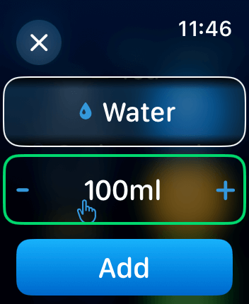 WatchOS user interface for the WaterMinder application