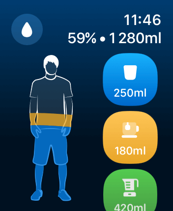 WatchOS user interface for the WaterMinder application