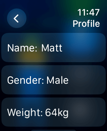 WatchOS user interface for the WaterMinder application