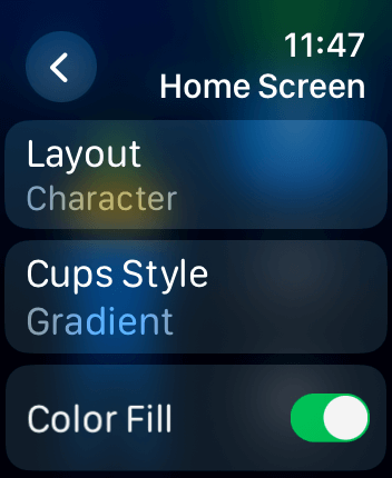 WatchOS user interface for the WaterMinder application
