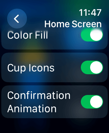 WatchOS user interface for the WaterMinder application