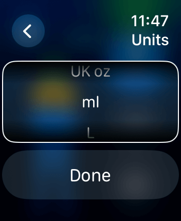 WatchOS user interface for the WaterMinder application